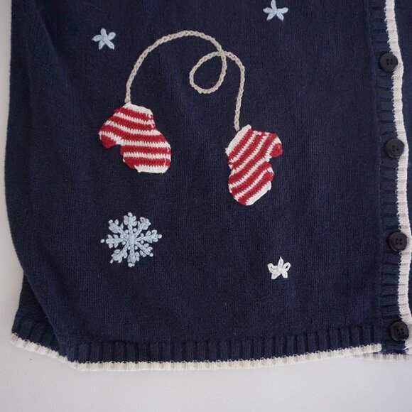 Vintage Cherokee Navy Blue Ice Skates Mittens Winter Button Cardigan Festive 3X - Picture 6 of 11
